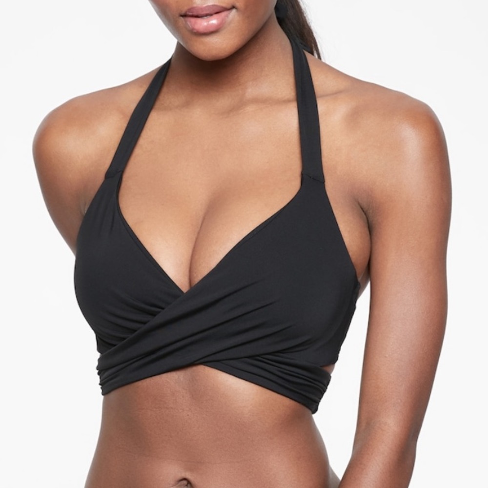 Athleta Black Wrap Bikini Top 32 D/DD